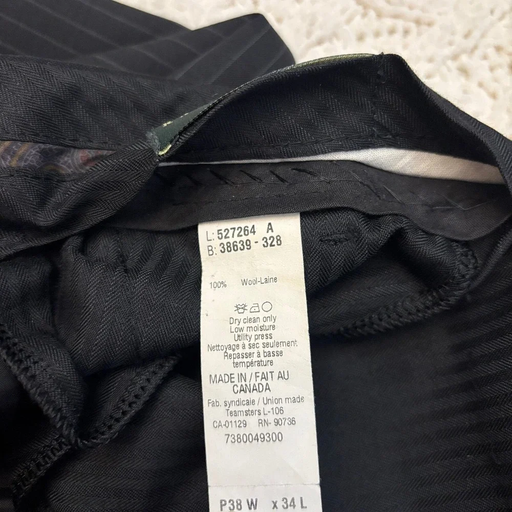 Ralph Lauren‎ Pinstripe Suit Set Wool 2-Button Blazer 48 L Pants 36x32.5 MINT